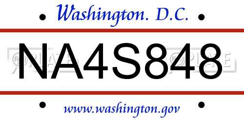 NA4S848 District Of Columbia License Plate