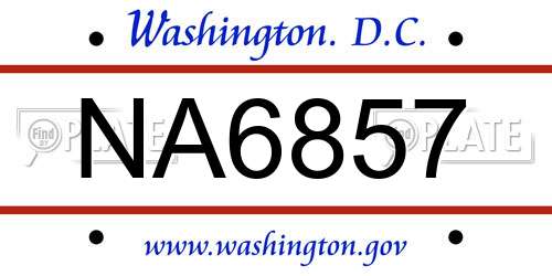 NA6857 District Of Columbia License Plate
