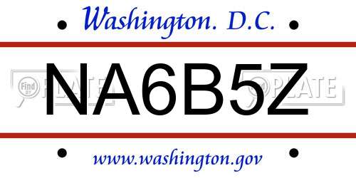 NA6B5Z District Of Columbia License Plate
