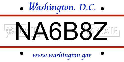 NA6B8Z District Of Columbia License Plate