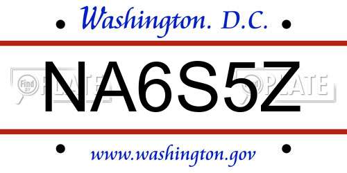 NA6S5Z District Of Columbia License Plate