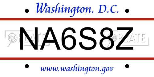 NA6S8Z District Of Columbia License Plate