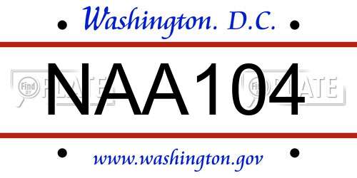 NAA104 District Of Columbia License Plate
