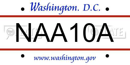 NAA10A District Of Columbia License Plate