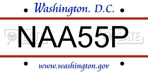 NAA55P District Of Columbia License Plate