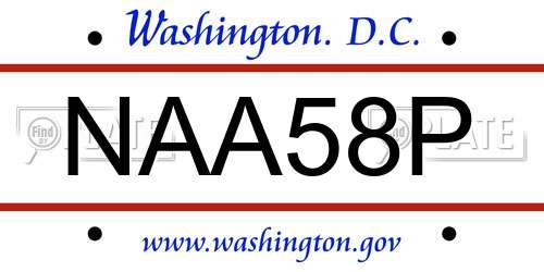 NAA58P District Of Columbia License Plate