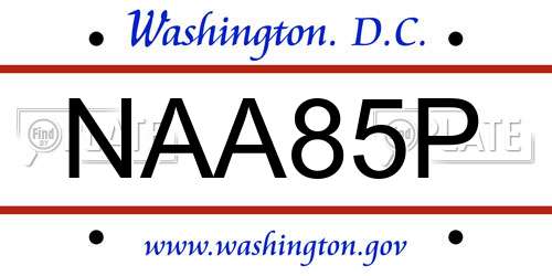 NAA85P District Of Columbia License Plate