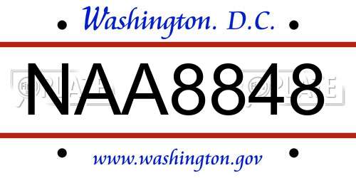 NAA8848 District Of Columbia License Plate