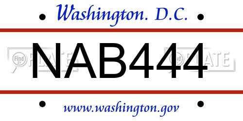 NAB444 District Of Columbia License Plate