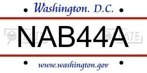 NAB44A District Of Columbia License Plate