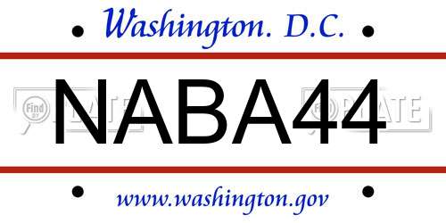 NABA44 District Of Columbia License Plate