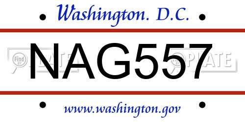 NAG557 District Of Columbia License Plate