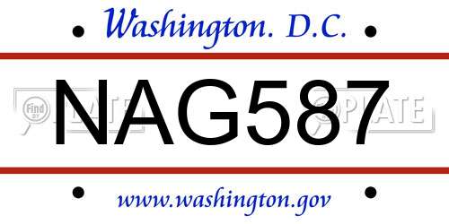 NAG587 District Of Columbia License Plate