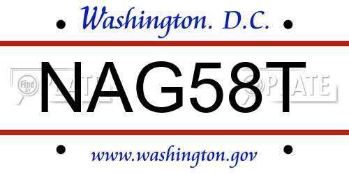 NAG58T District Of Columbia License Plate