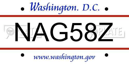 NAG58Z District Of Columbia License Plate