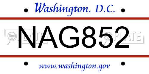 NAG852 District Of Columbia License Plate