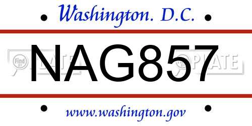 NAG857 District Of Columbia License Plate