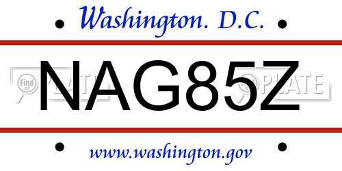NAG85Z District Of Columbia License Plate
