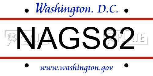 NAGS82 District Of Columbia License Plate