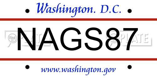NAGS87 District Of Columbia License Plate