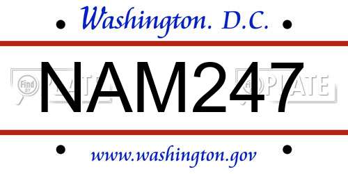 NAM247 District Of Columbia License Plate