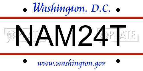 NAM24T District Of Columbia License Plate