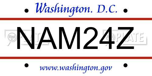 NAM24Z District Of Columbia License Plate