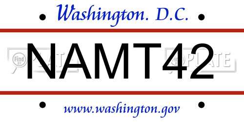 NAMT42 District Of Columbia License Plate