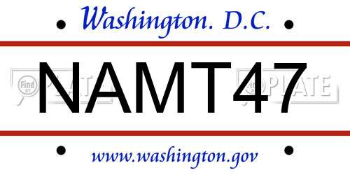 NAMT47 District Of Columbia License Plate