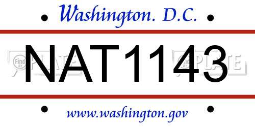 NAT1143 District Of Columbia License Plate
