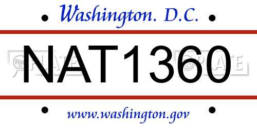 NAT1360 District Of Columbia License Plate