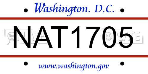 NAT1705 District Of Columbia License Plate