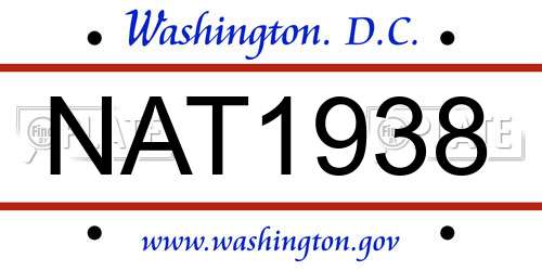 NAT1938 District Of Columbia License Plate