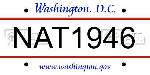 NAT1946 District Of Columbia License Plate