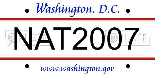 NAT2007 District Of Columbia License Plate