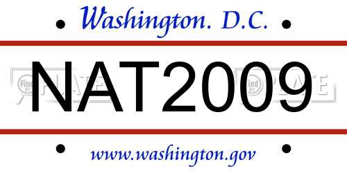 NAT2009 District Of Columbia License Plate