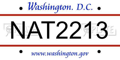 NAT2213 District Of Columbia License Plate