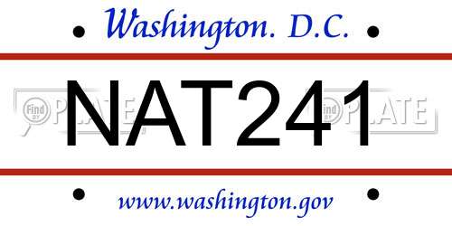 NAT241 District Of Columbia License Plate