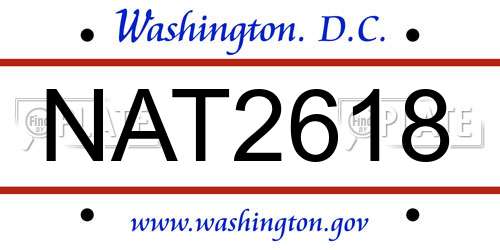 NAT2618 District Of Columbia License Plate