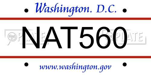 NAT560 District Of Columbia License Plate