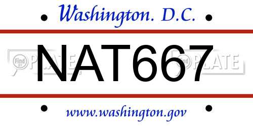 NAT667 District Of Columbia License Plate