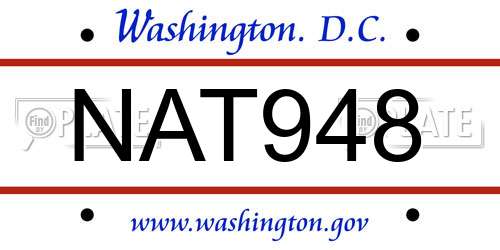 NAT948 District Of Columbia License Plate