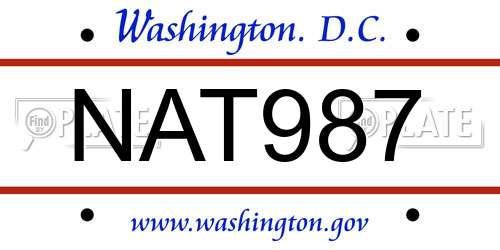 NAT987 District Of Columbia License Plate