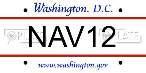 NAV12 District Of Columbia License Plate