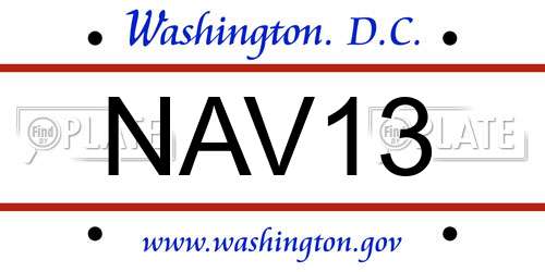 NAV13 District Of Columbia License Plate