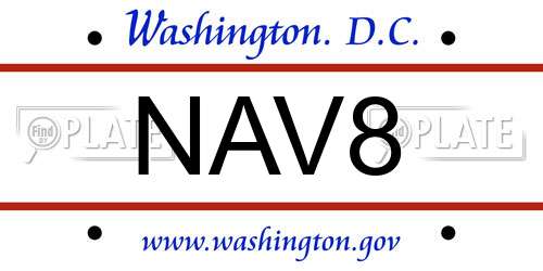 NAV8 District Of Columbia License Plate