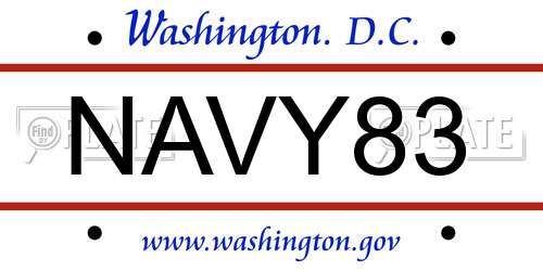 NAVY83 District Of Columbia License Plate