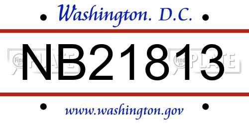 NB21813 District Of Columbia License Plate