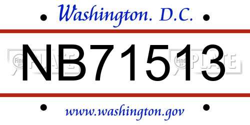 NB71513 District Of Columbia License Plate