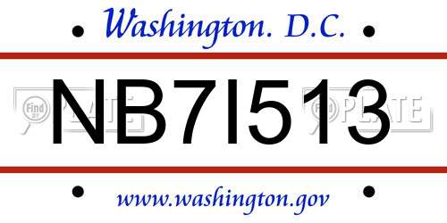 NB7I513 District Of Columbia License Plate